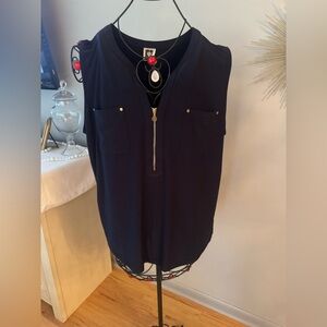Anne Klein Midnight Blue Sleeveless Blouse